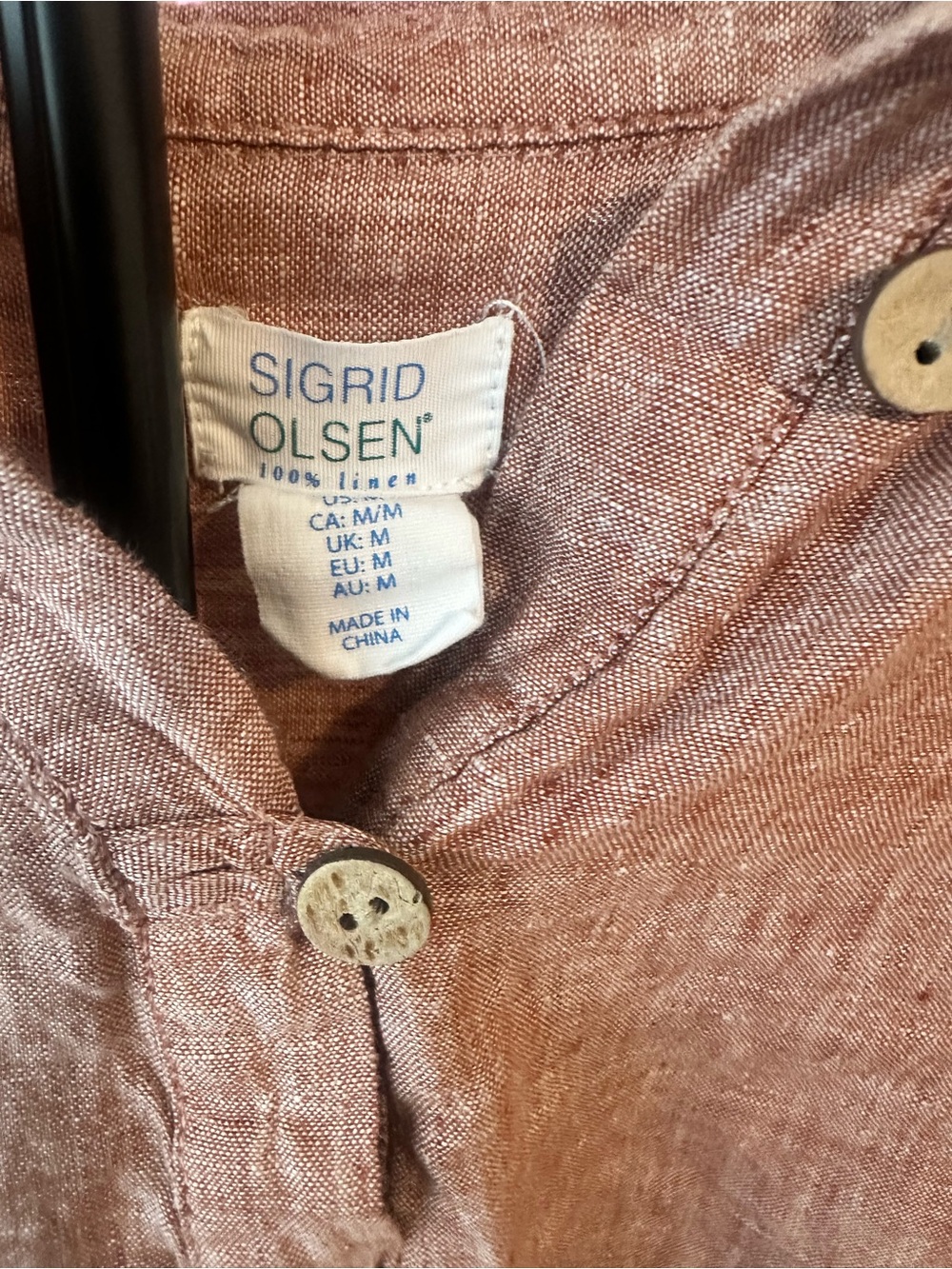 Sigrid Olsen 100% Linen Dusty Rose Popover Shirt Size M - Picture 4 of 8